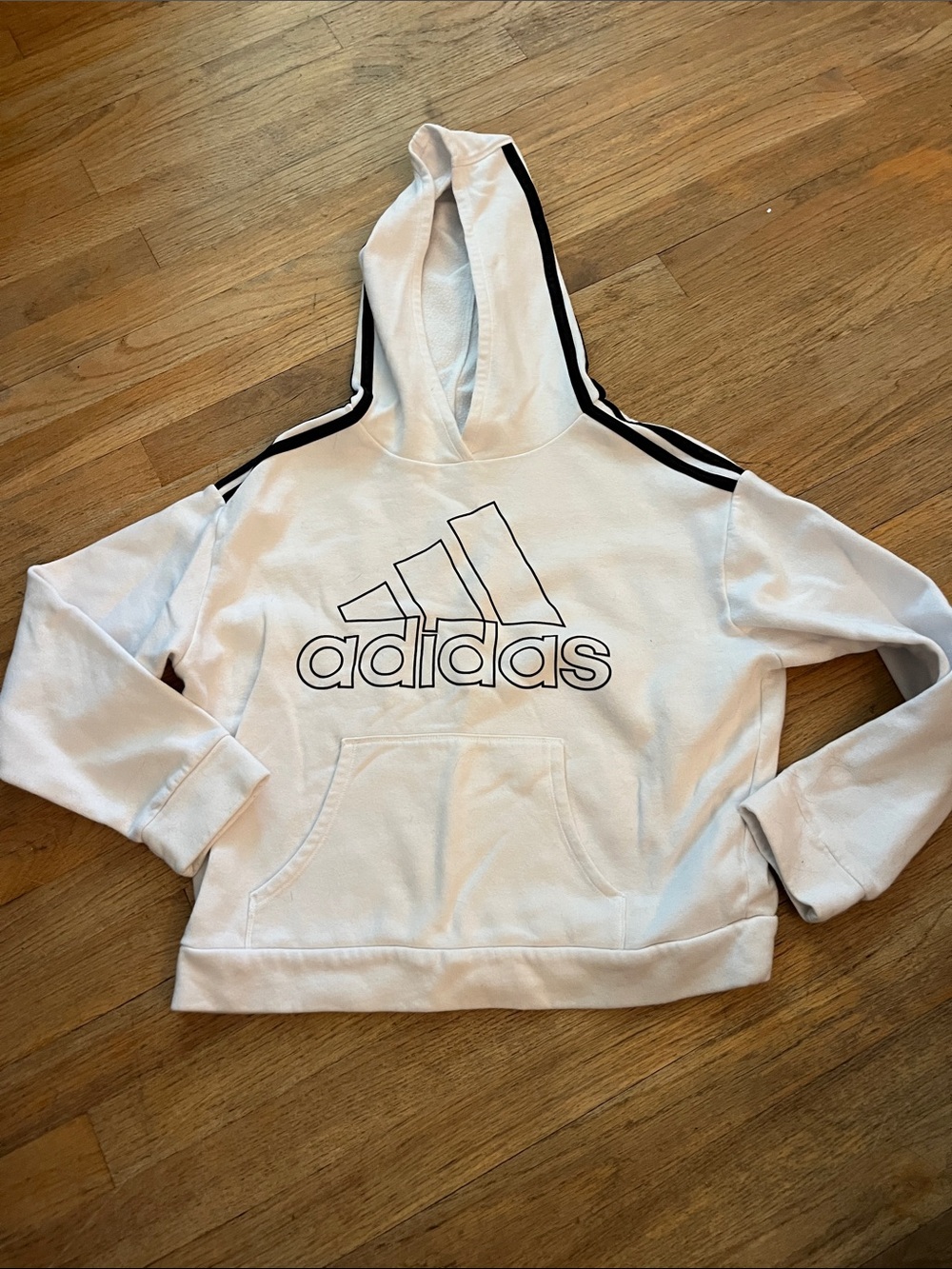 adidas White Hoodie with Black Trim and Logo
